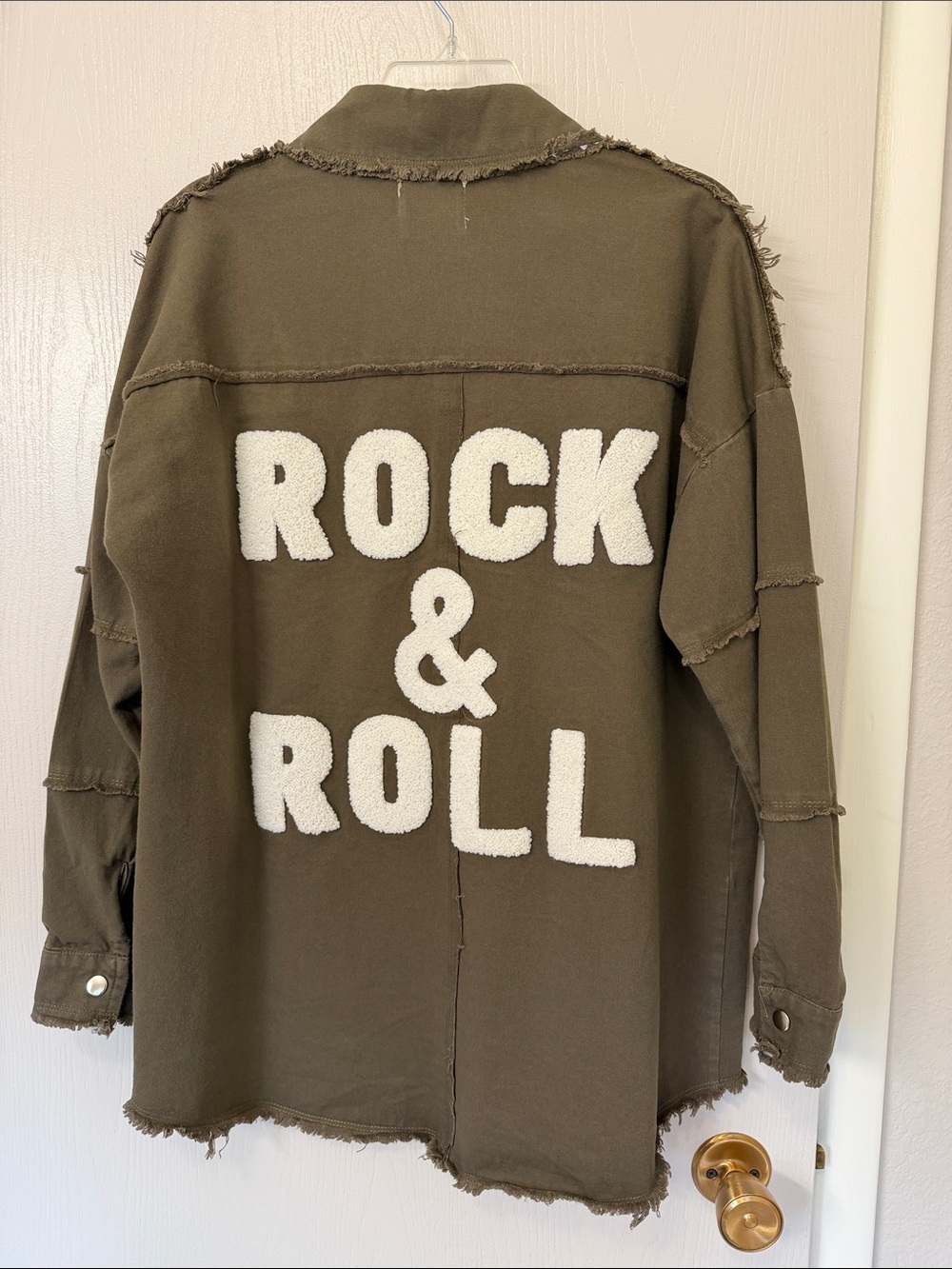 Panache Olive Green Frayed Button-Up Shacket